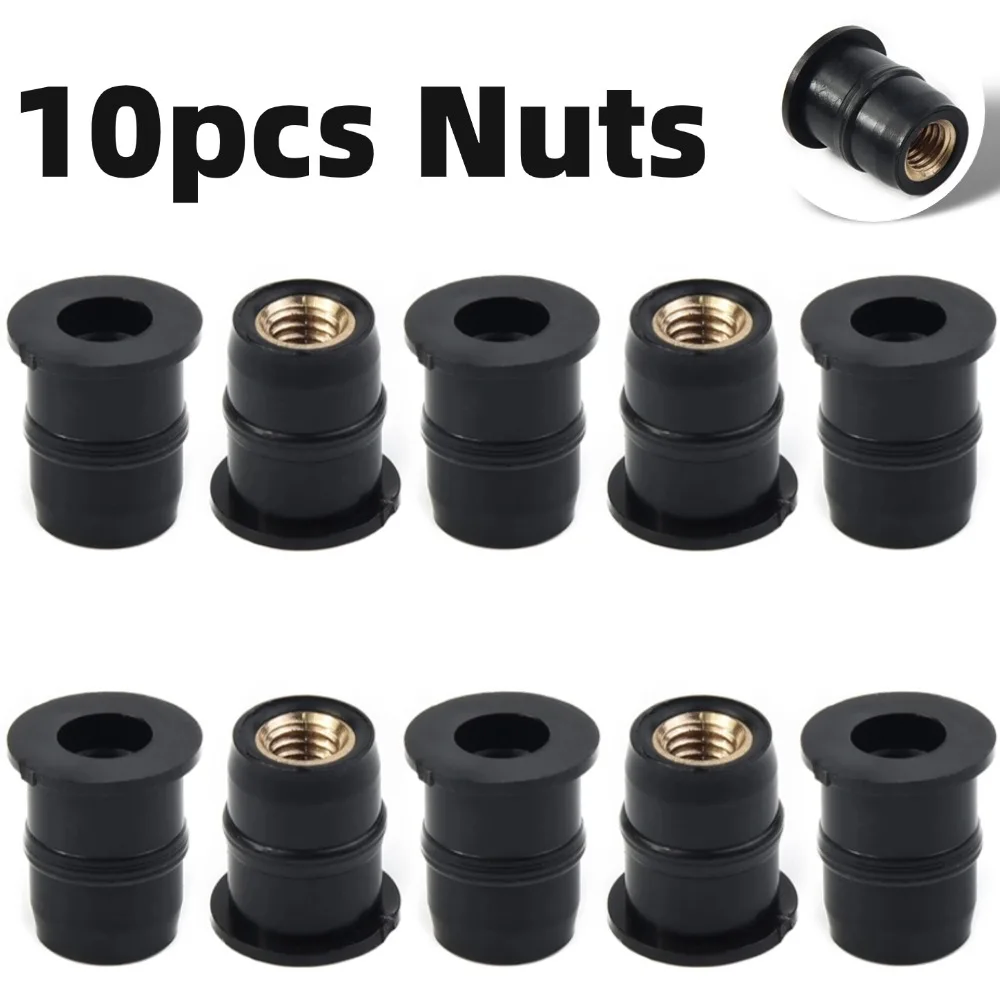 10PCS Motorcycles ATV Windshield Rubber Nuts Practical M5 Vibration Damper Panel Mounting 5mm Nuts Replacement Accessories