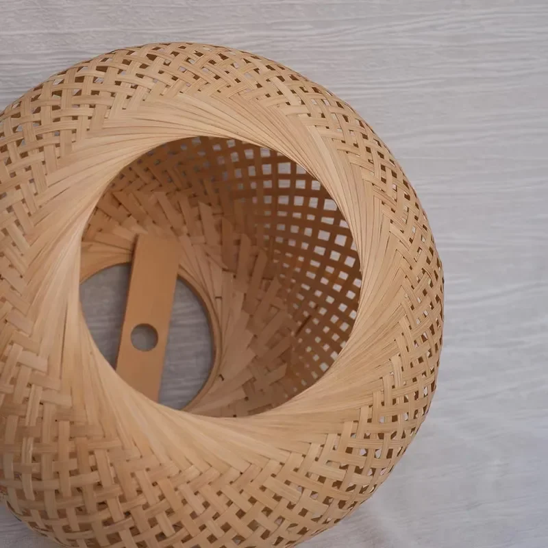 Natural Hand Woven Bamboo Bread Shaped Chandelier Sustainable Ceiling Lamp Fixture