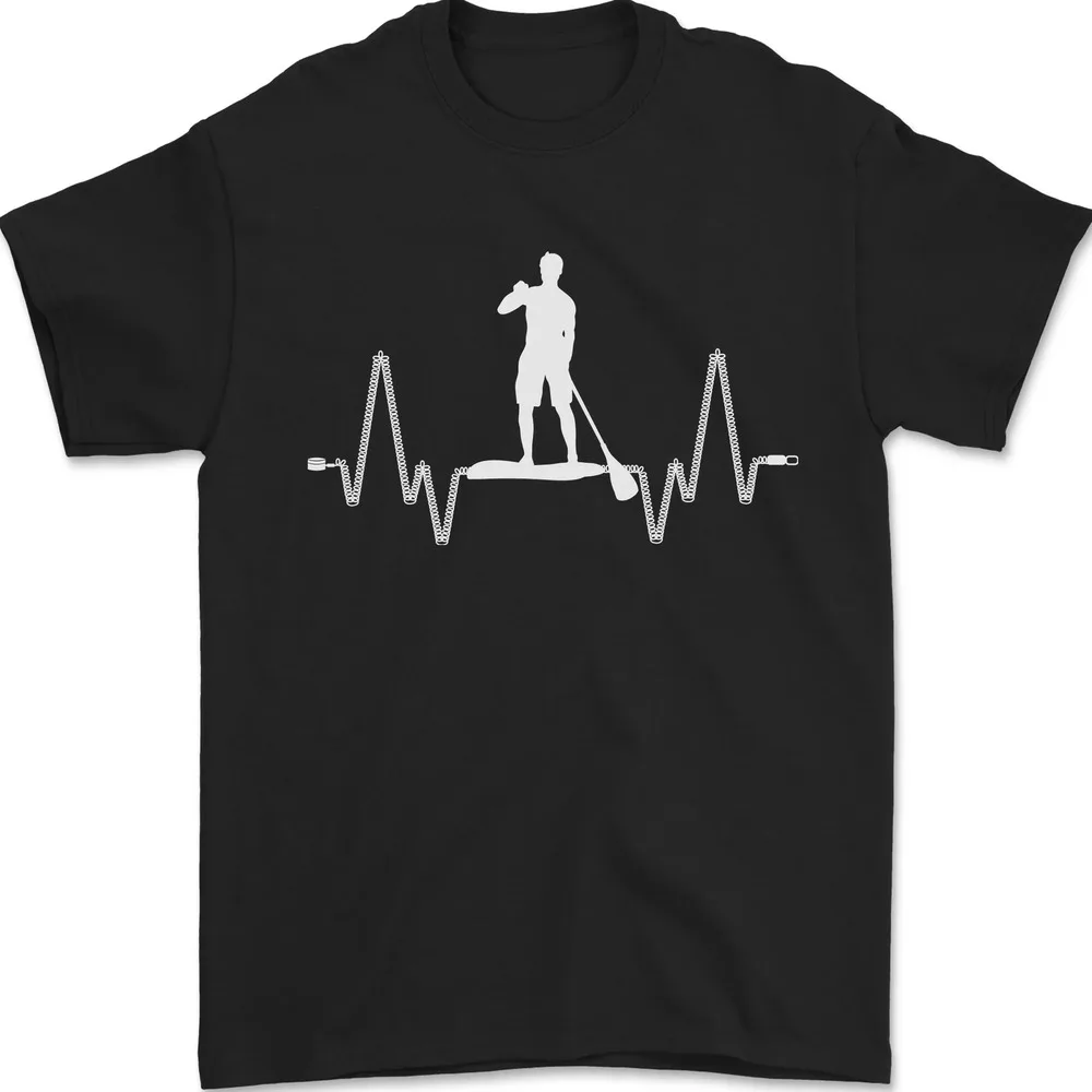 Paddleboard Pulse Paddle Boarding ECG Men's Tee 100% Cotton T-Shirt Anime Graphic T-shirts for Men Clothing Women Tees Y2K tops