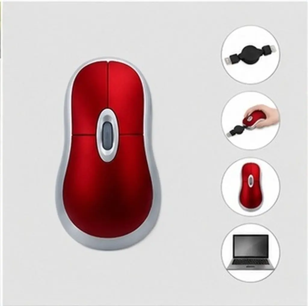 2Pcs Travel Friendly Mini Optical USB Mouse with 0.7m Retractable Cable Ergonomic Design Compact Fit for Laptop Bag