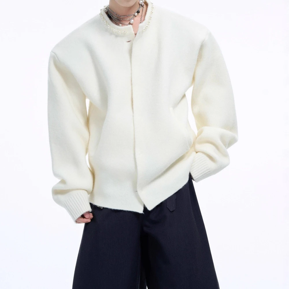 2026 Winter Men's Solid-Color Long-Sleeve Sweater American Vintage Fashion Trend High Street Casual Loose Simple Men's Tops