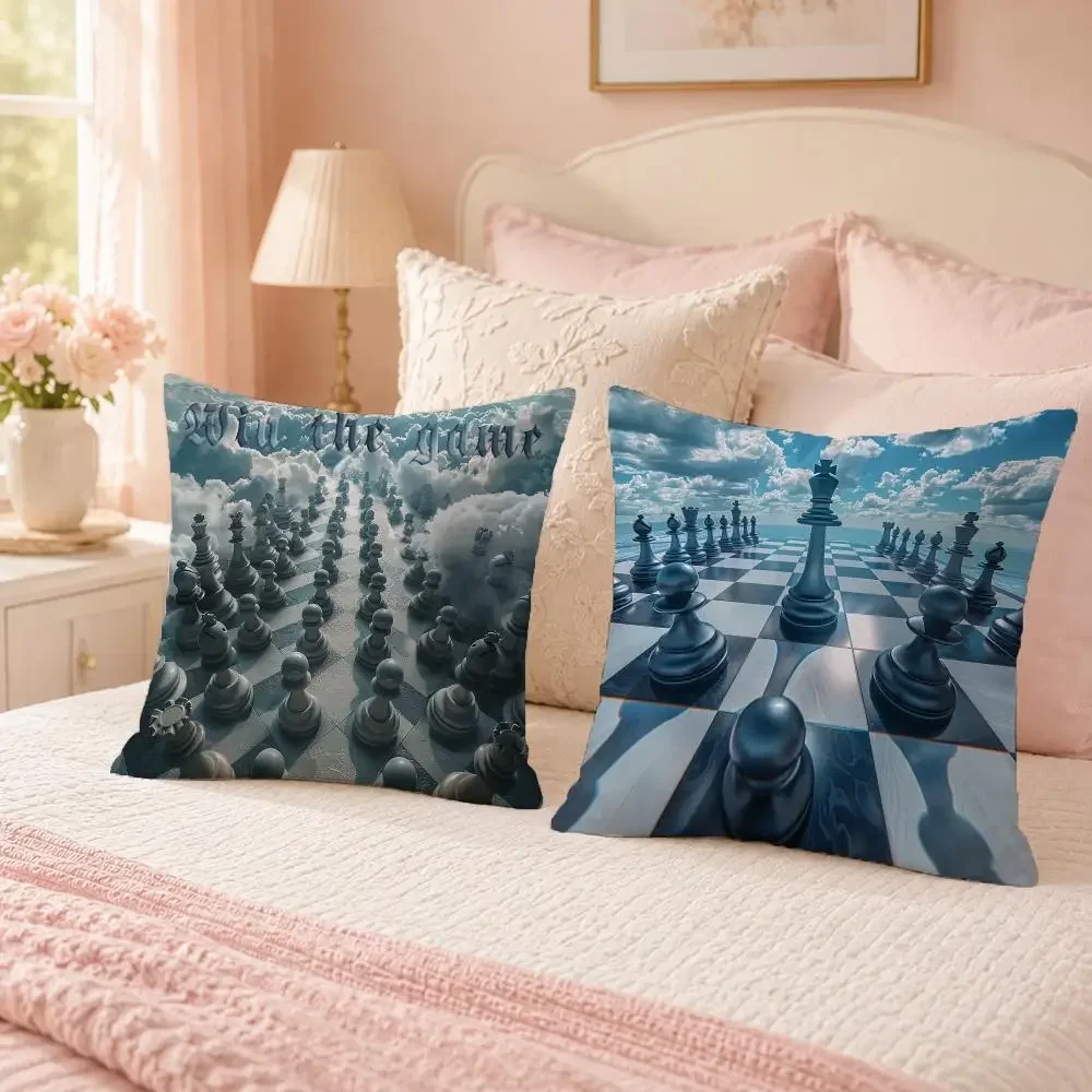Classic Chess Cushion Cover Custom Plush Pillow Cover Soft Cloud Comfort for Sofa Bed Couch