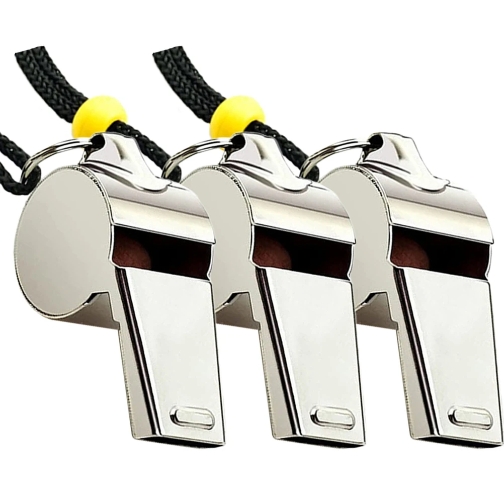 

3pcs Stainless Steel Whistle Referee Lanyard Kids Sports Multifunctional Loud Sound Cork Peas Compact Lightweight Craftsmanship