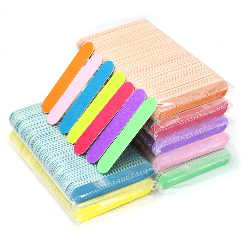 500Pcs Double Side Nail Files Mini Wooden Sanding Buffer Block For Gel Polish Manicure Pedicure Salon Professional Nail Art Tool