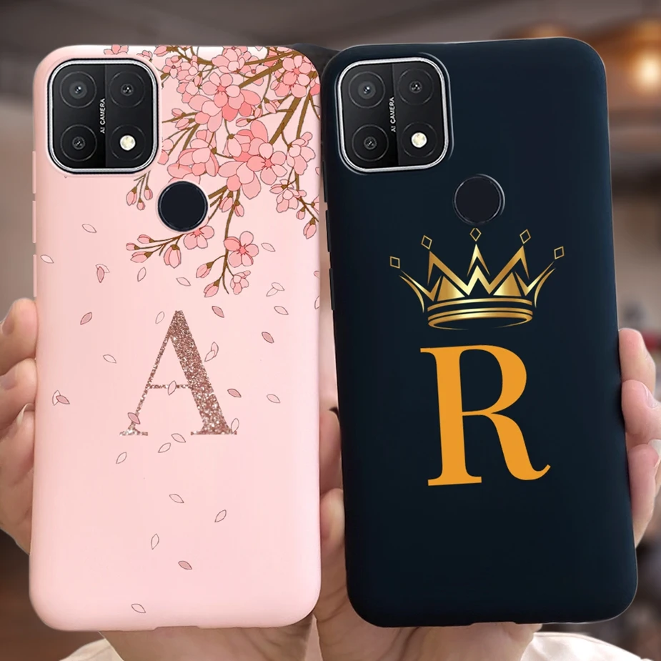 For Oppo A15 A15s Case Cute Crown Letter Back Cover Soft Silicone Phone Case For Oppo A15s A 15 s OppoA15 Bags Coque Capa Bumper