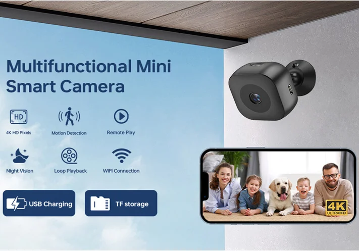 4K Mini Security Camera Full Color Night Vision High Definition WiFi Monitor Waterproof Motion Detect Surveillance 2025 New