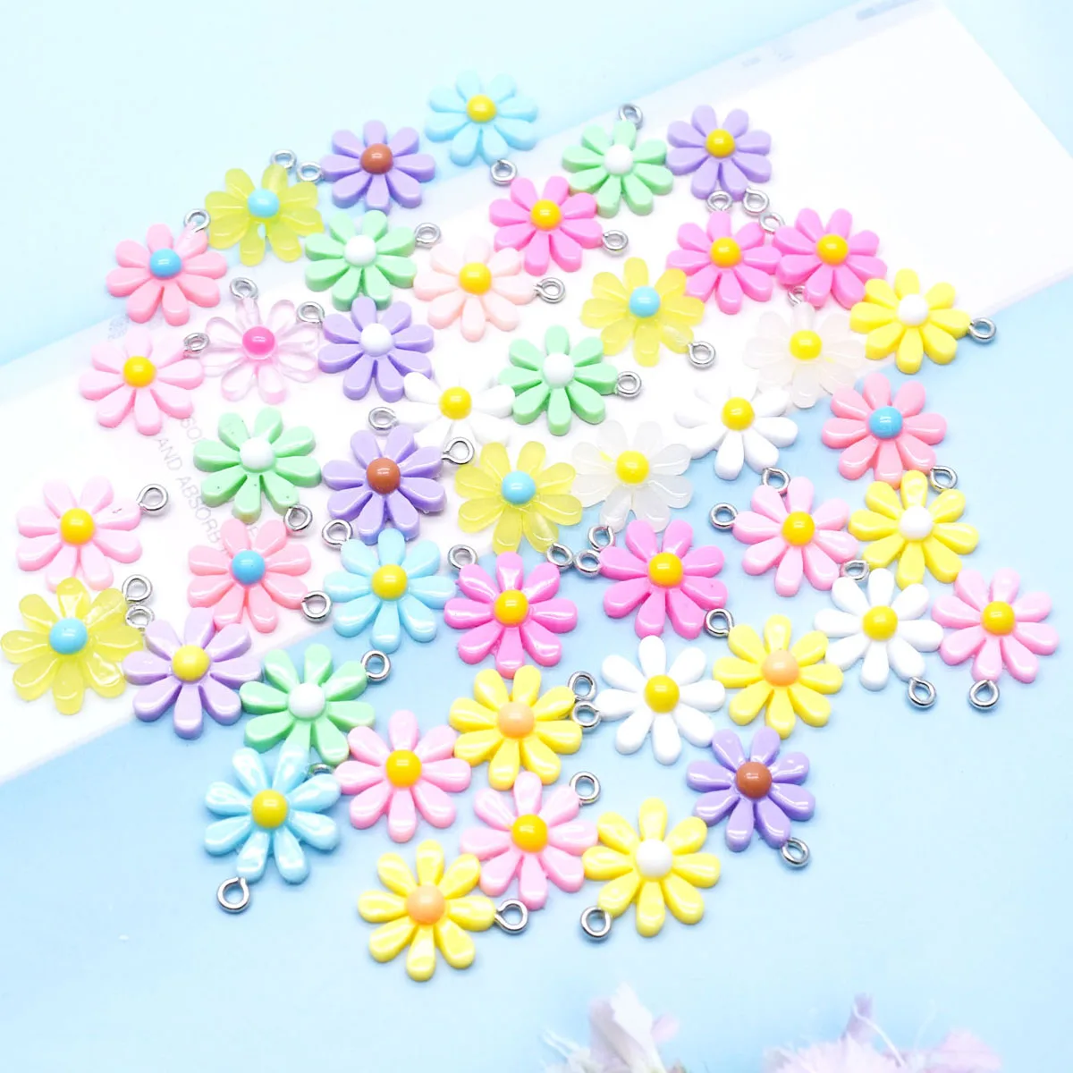 

10pcs 17mm Simulation Colorful Daisy Sunflower Charms For Pendant DIY Handmade Jewelry for Earring Necklace Keychain