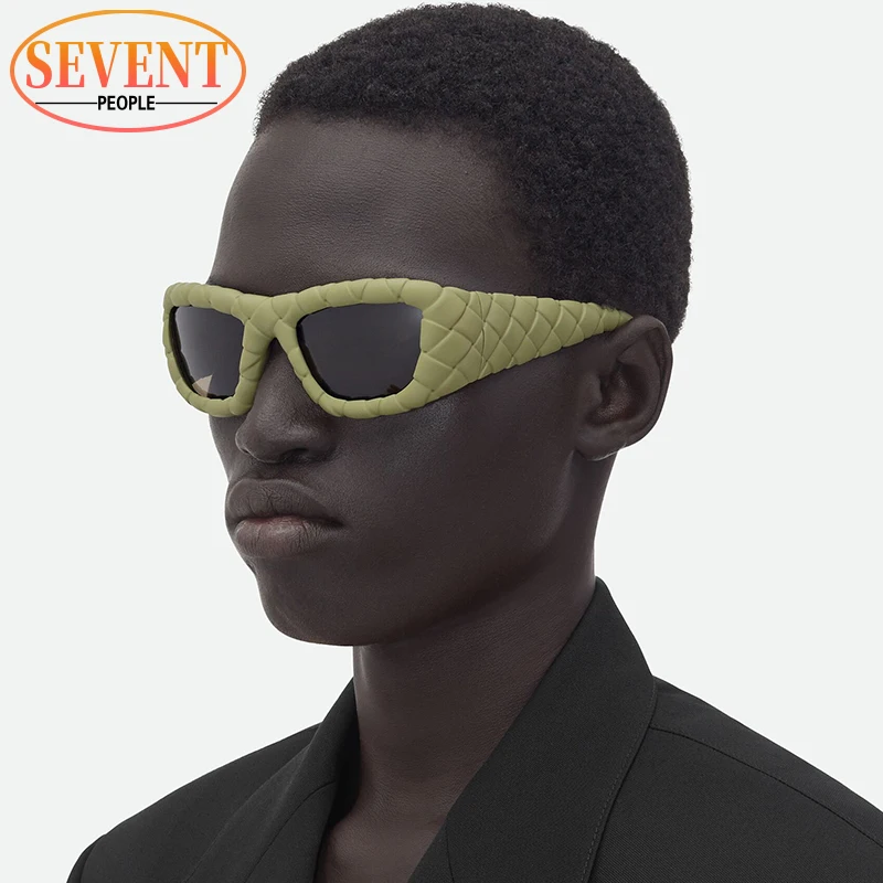 Mode Rechthoekige Intrecciato Zonnebril Dames Heren 2024 Luxe Merk Designer Populaire Vintage Acetaat Zonnebril Voor Unisex