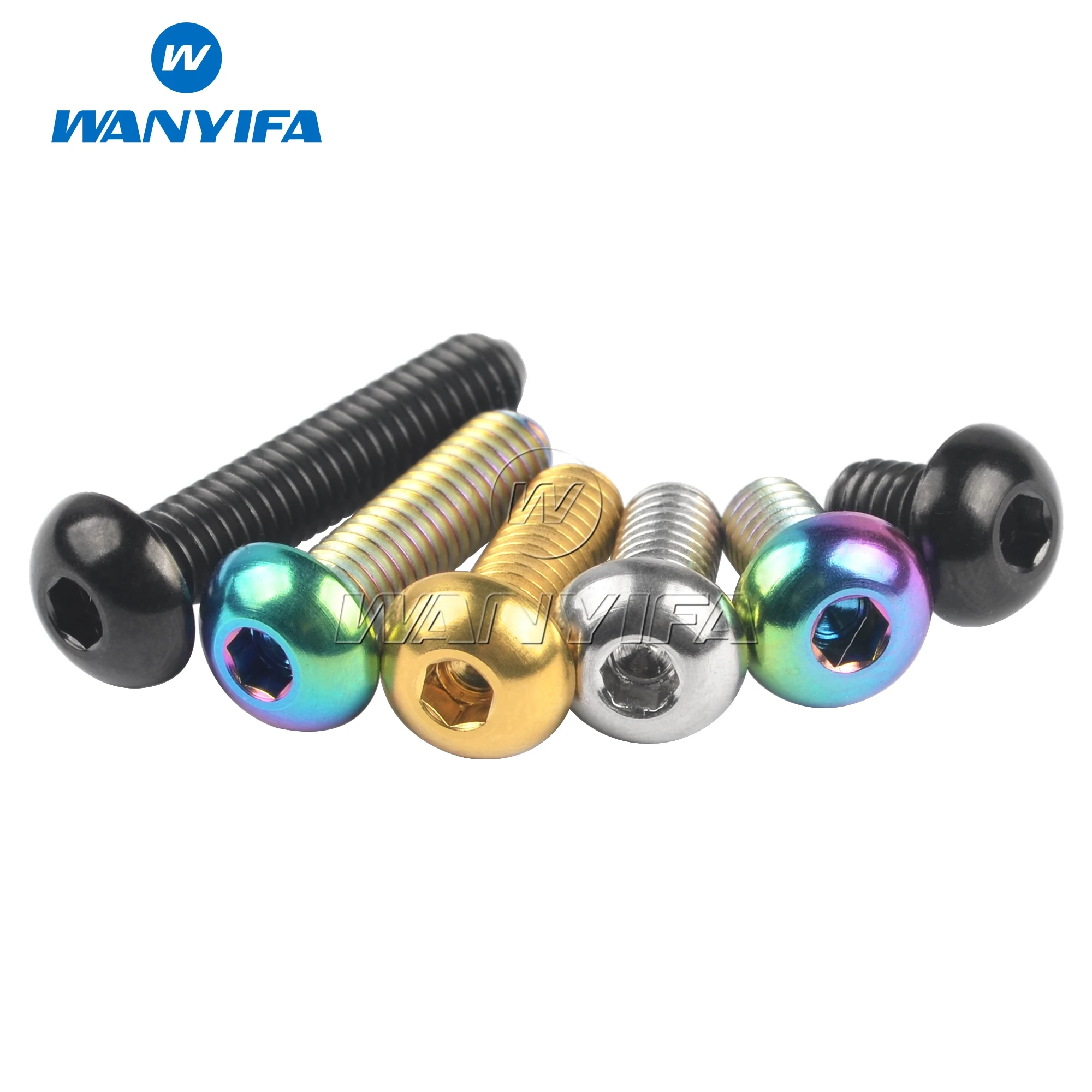 Wanyifa Titanium Bolt M4x6 8 10 12 15 20mm Button Allen Key Umbrella Head TI ScrewS for Bicycle