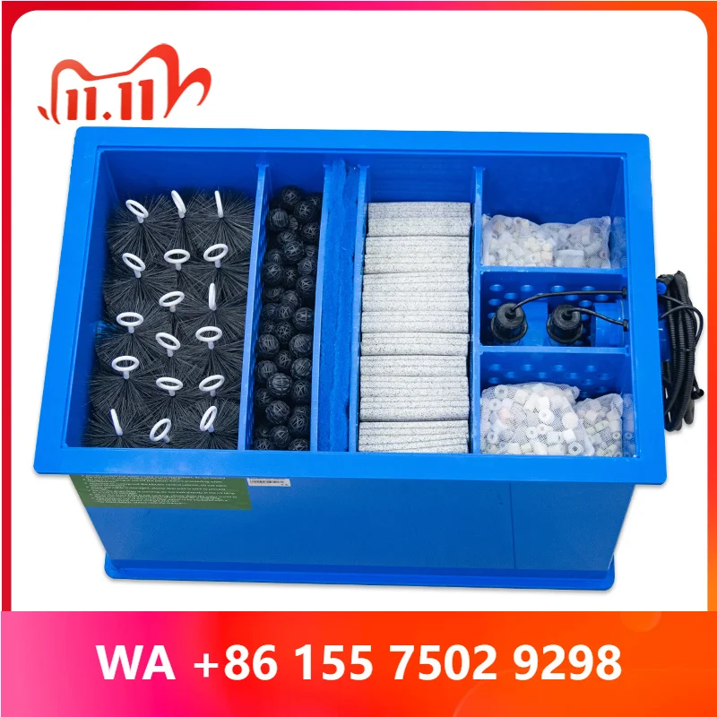 QihangRAS Aquarium Fish Pond Filtration System Combi Brush Cotton U Light Koi Pond Filters Garden Pond Filter System