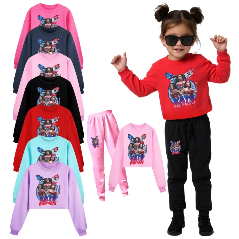 2025 chica Katy Perry The Lifetime Tour cosplay Katy-Perry camisa gráfica + Pantalones niños primavera otoño conjunto de manga larga traje niños