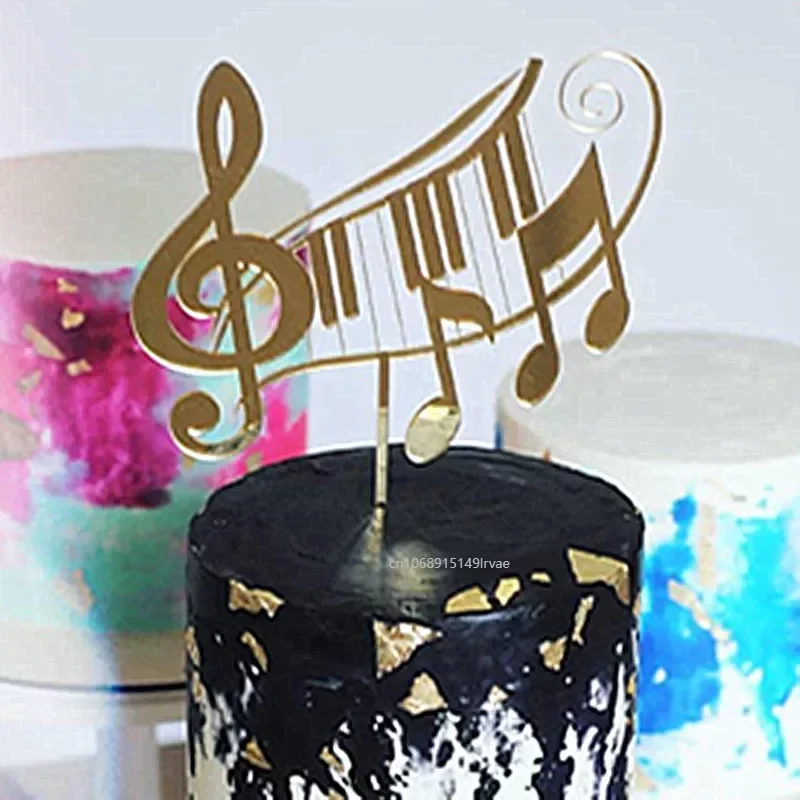 Music Theme Acrylic Cake Topper Musical Notes Happy Birthday Cake Topper Party Supplies Cake DIY Decorating Supplies