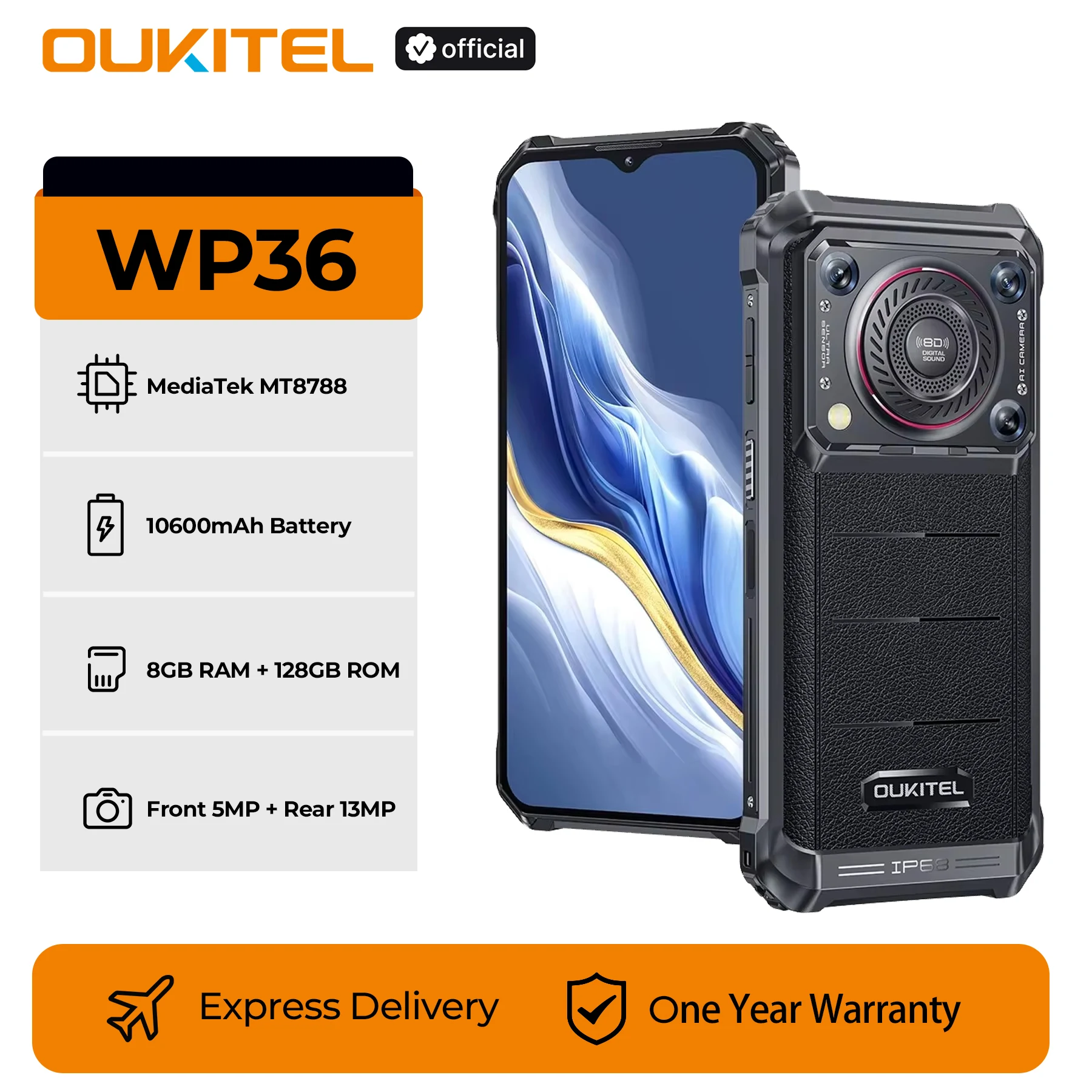 Oukitel WP36 Rugged Smartphone 10600mAh 6.52