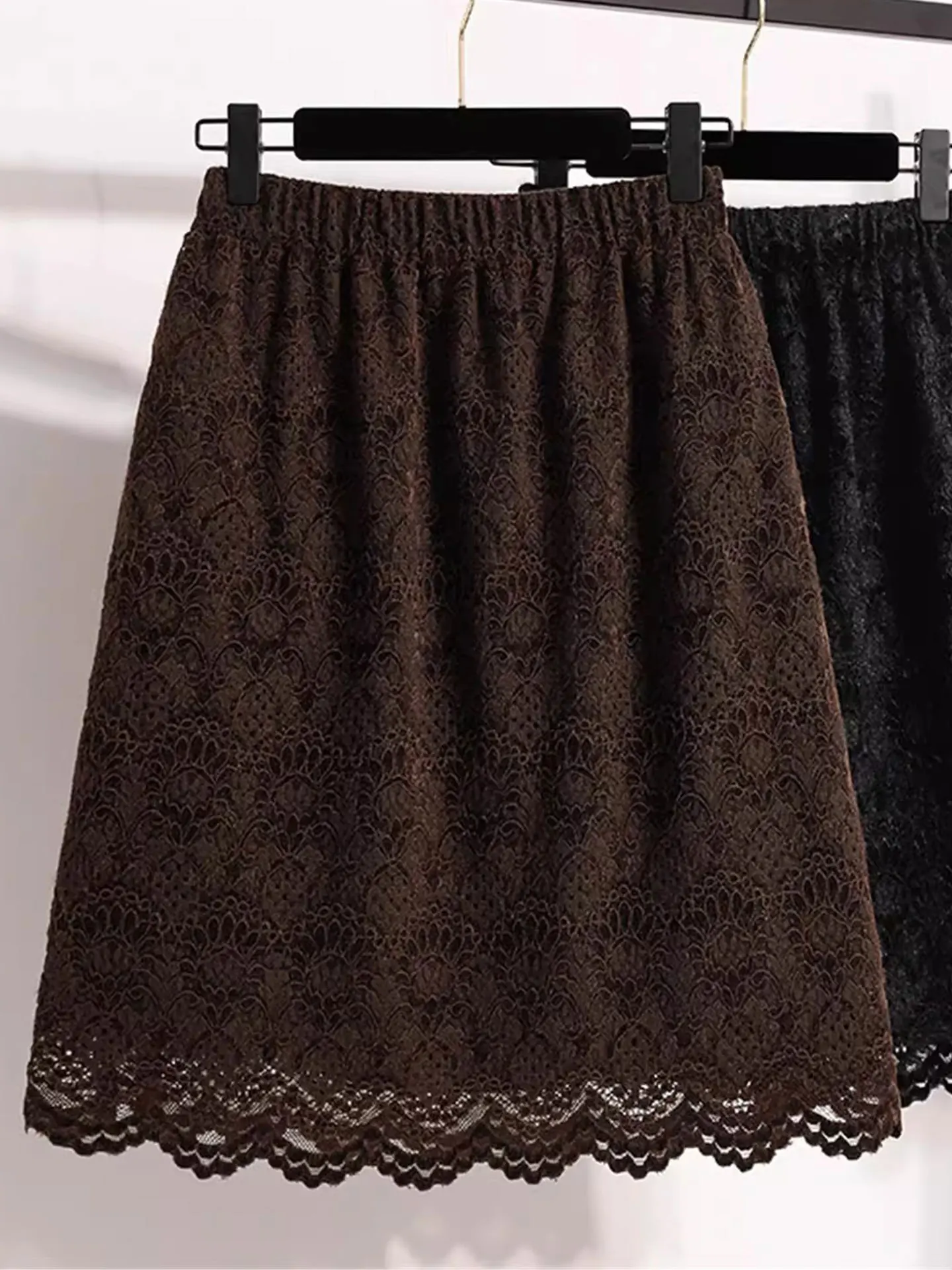 

Trendy Lace A-Line Skirt Cover Hip plus Size Women's Autumn Winter ort Skirts Korean Sle Slim Fit Casual Faion