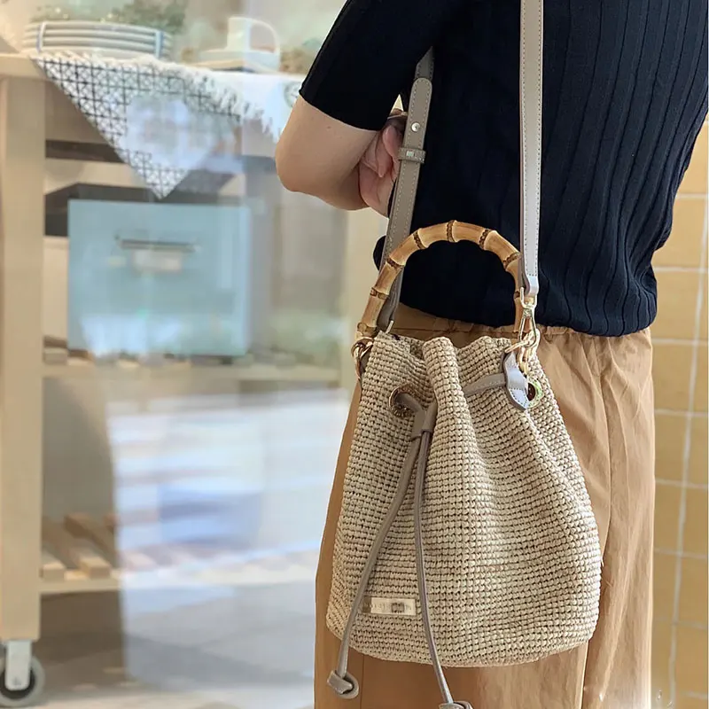 Sacola de Raffia importada para mulheres, bolsas elegantes de grande capacidade, designer de moda coreano, bolsas de ombro luxuosas, alta qualidade