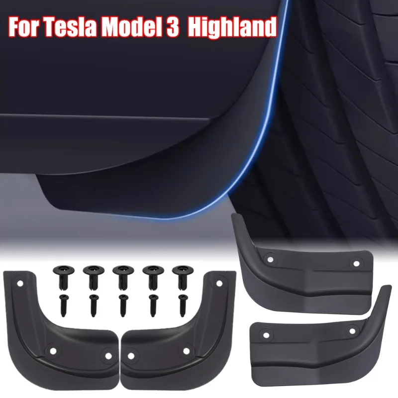 Mud Flaps for Tesla Model 3 Highland 2024 Mudguard Official Front Rear Wheel Fenders Splash Guards Model3 Accessories