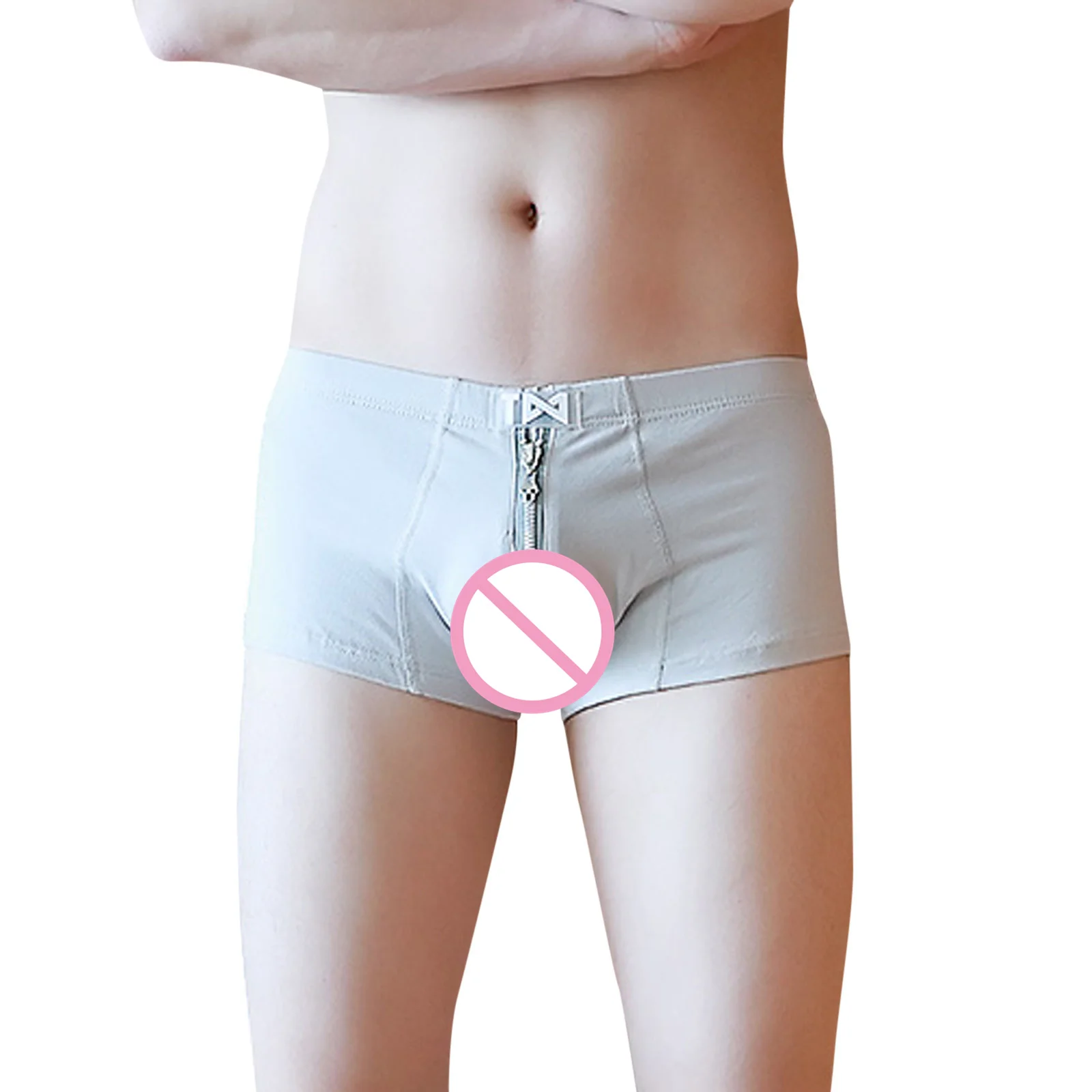 Sexy Katoenen Rits Boxers Mannen Naadloze Effen Kleur Slips Penis Zakje Boxershort Elastische Intimi Pijl Korte Slipje Intiem