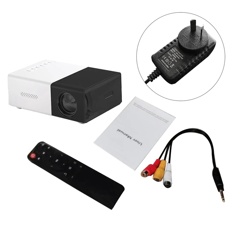 Mini proiettore multifunzionale per aula della stagione scolastica, facile da trasportare con spina AU, nero-bianco