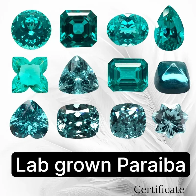 

Paraiba Lab Grown Gemstone Charm Gemstone Neon Blue Color for DIY Advanced Jewelry Rings Earrings Making with Certificate