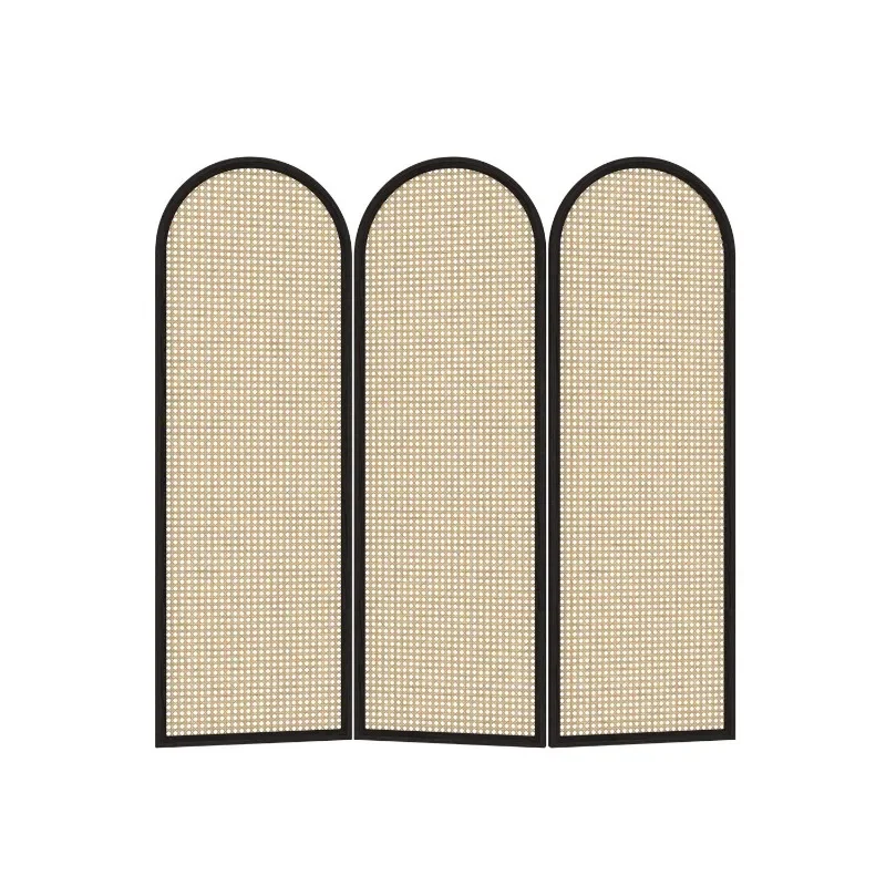 Solid wood rattan folding screen blocking partition famous hotel office foldable simple partition