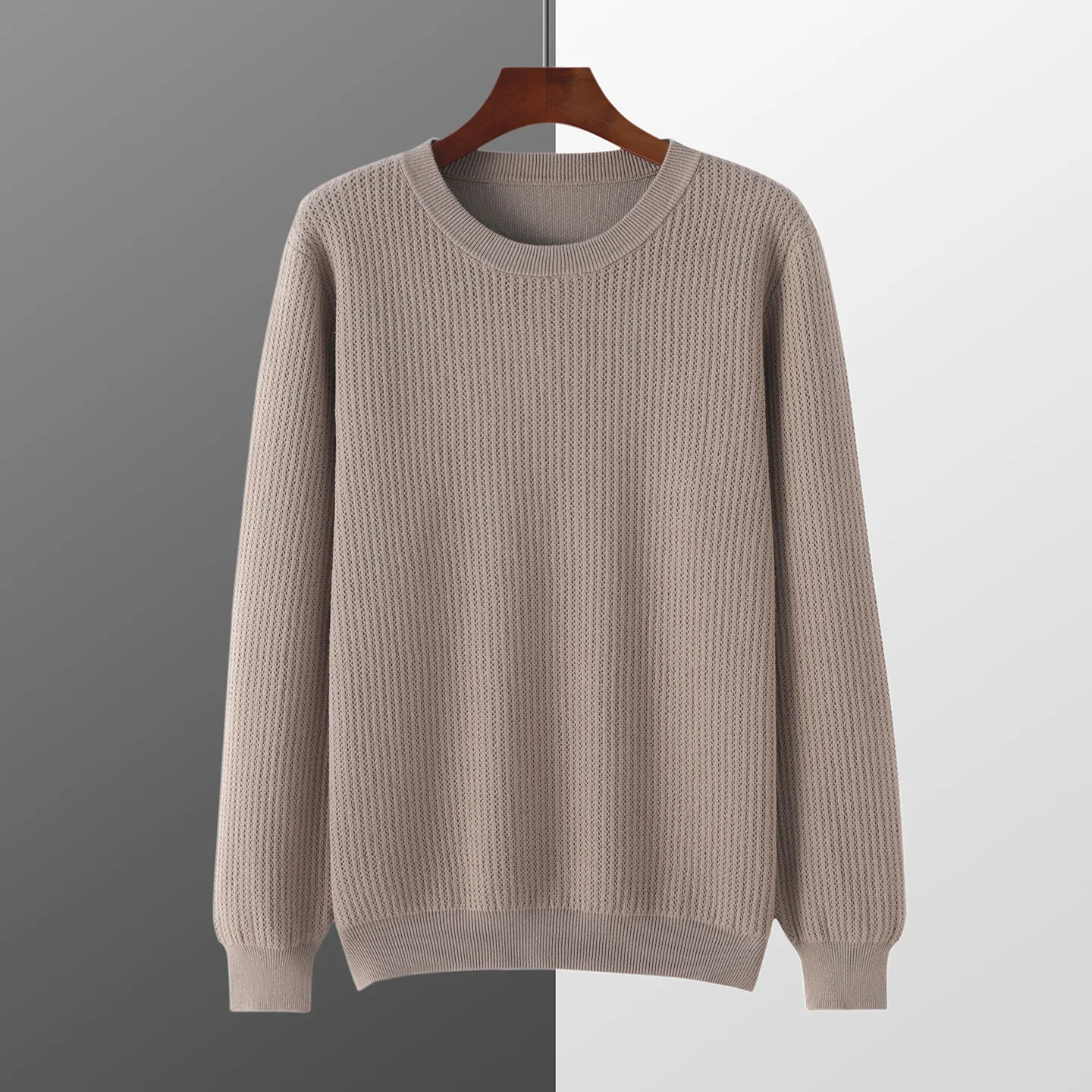 

100% pure cotton men's sweater casual solid color knitted pullover spring/autumn new round neck Blouse loose Tops Pull Jumper