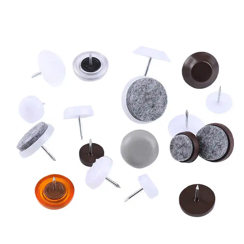 20-100Pcs Furniture Foot Nails Felt Pads Plastic Sliding Nails Chairs Table Legs Protective Pads Diameter 14mm-28mm White/Brown