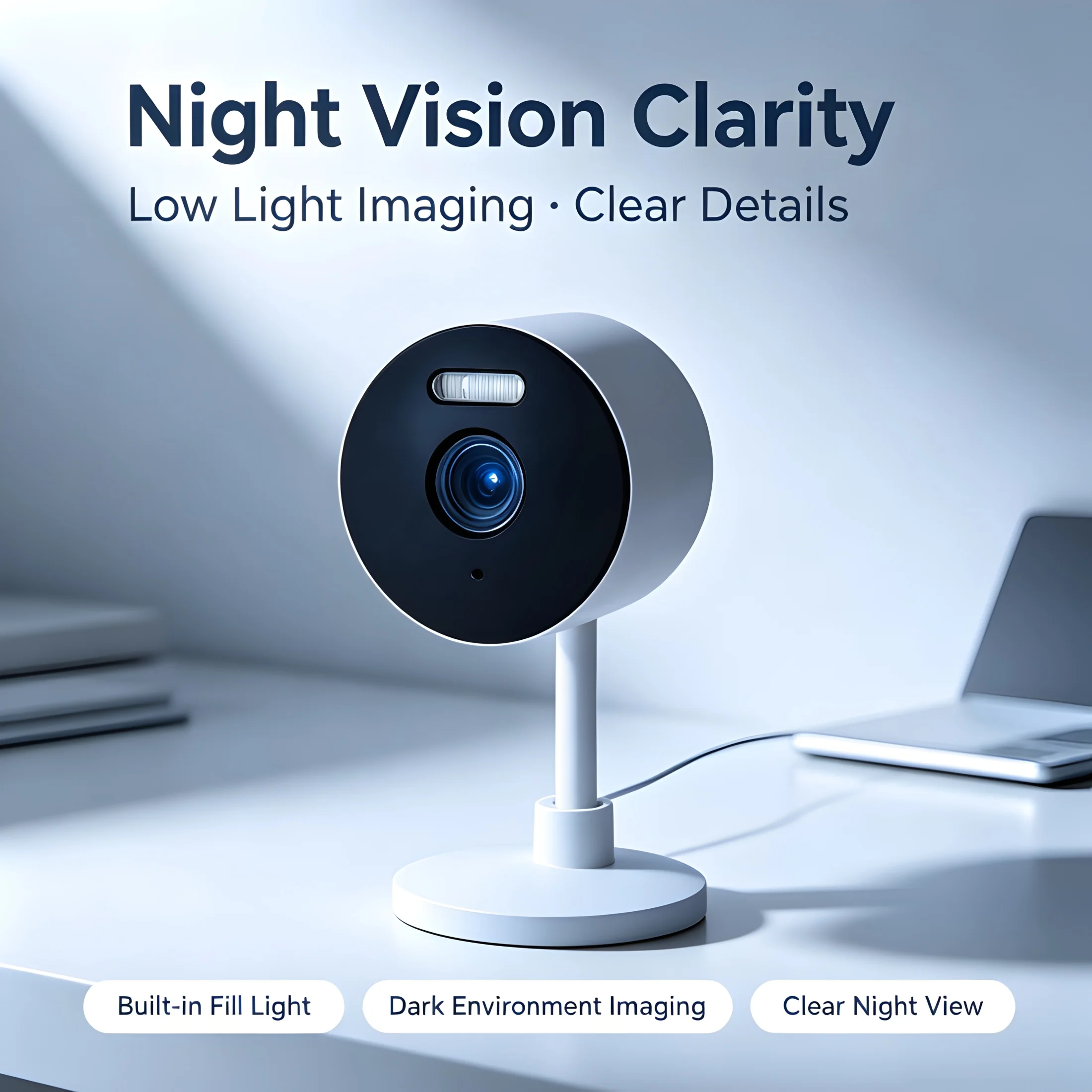 Smart WiFi IP Camera 2.4G/5GHz Night Vision Two-Way Audio Motion Detection Desktop Security Camera for Pet Monitor