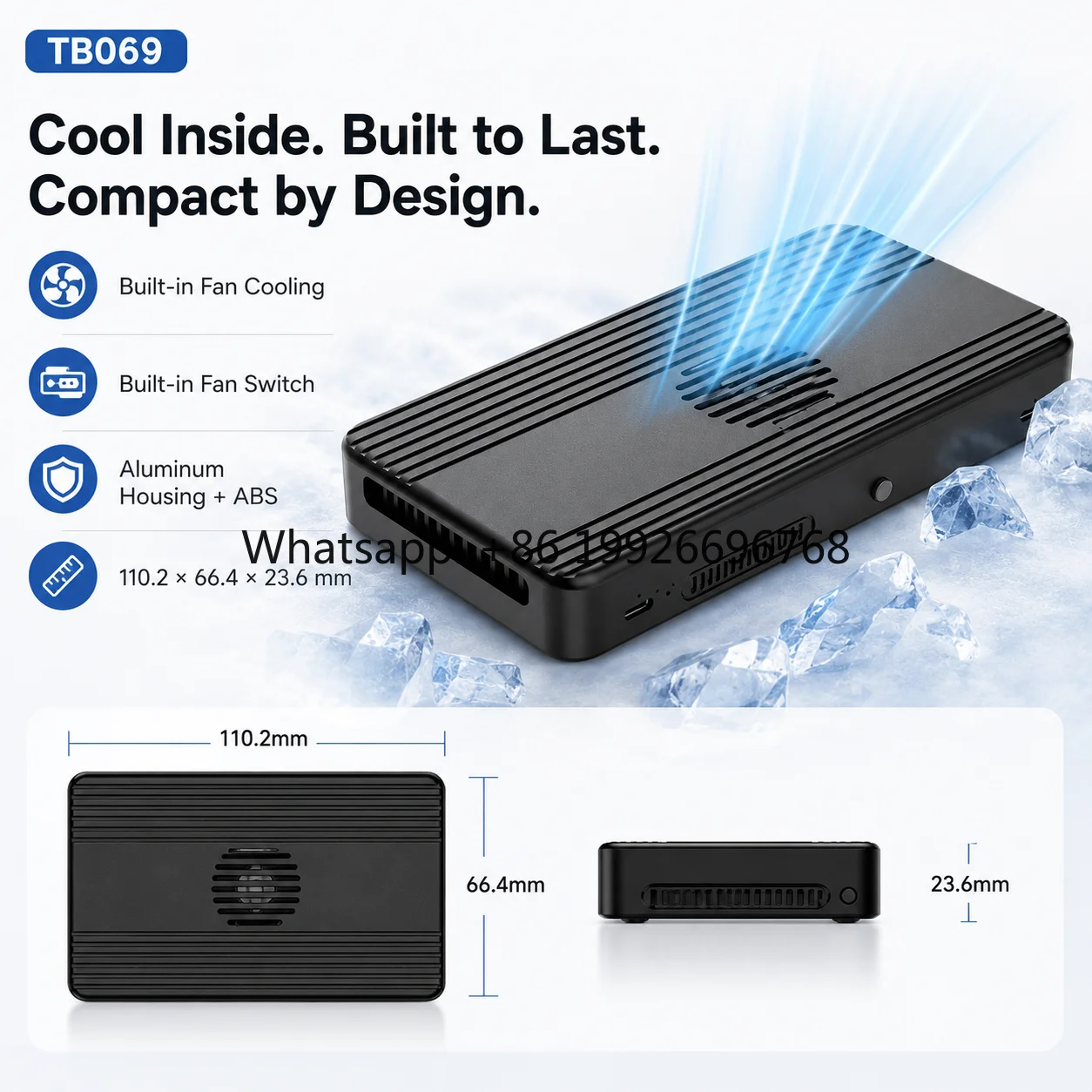 Thunderbolt 3 Dock Dual M.2 NVMe SSD Enclosure, USB4 40Gbps, HDMI 4K, USB-A 10Gbps, 100W PD Charging, Fan Cooling, TB069