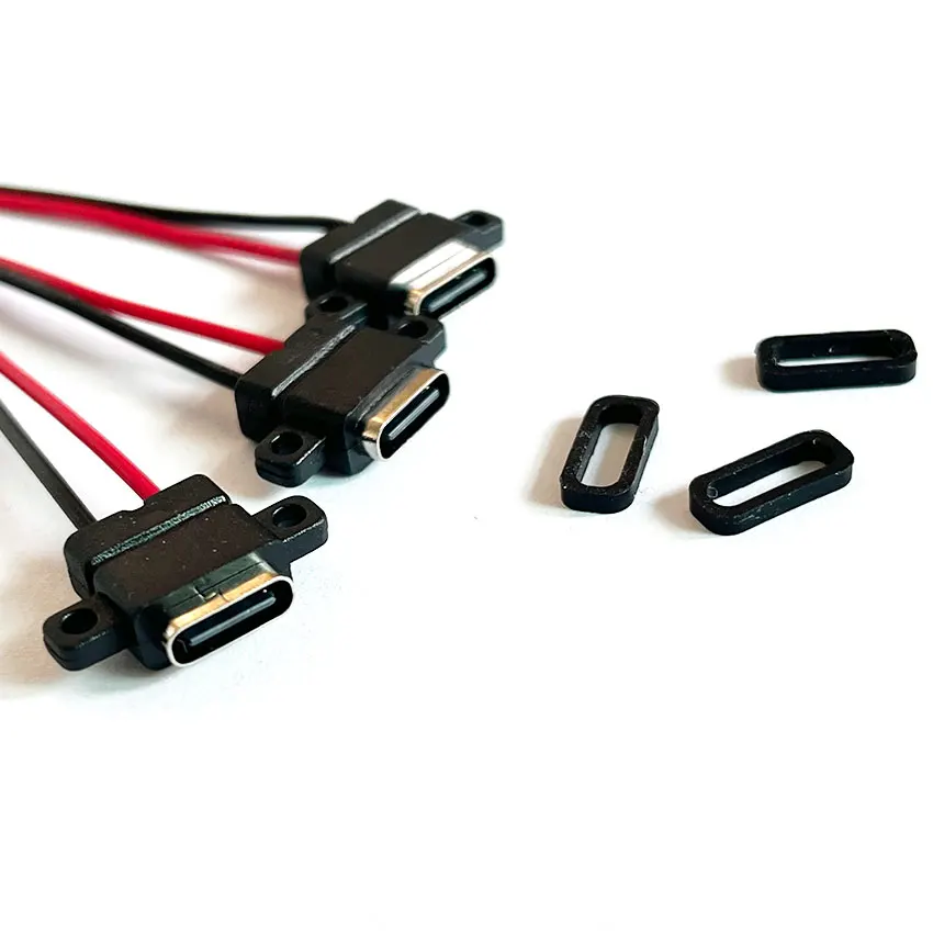 

10-50pcs waterproof USB Type-C 3.1 2 Pin plug USB C Female Socket Welding Charging cable Wire Connector 180° For DIY repair
