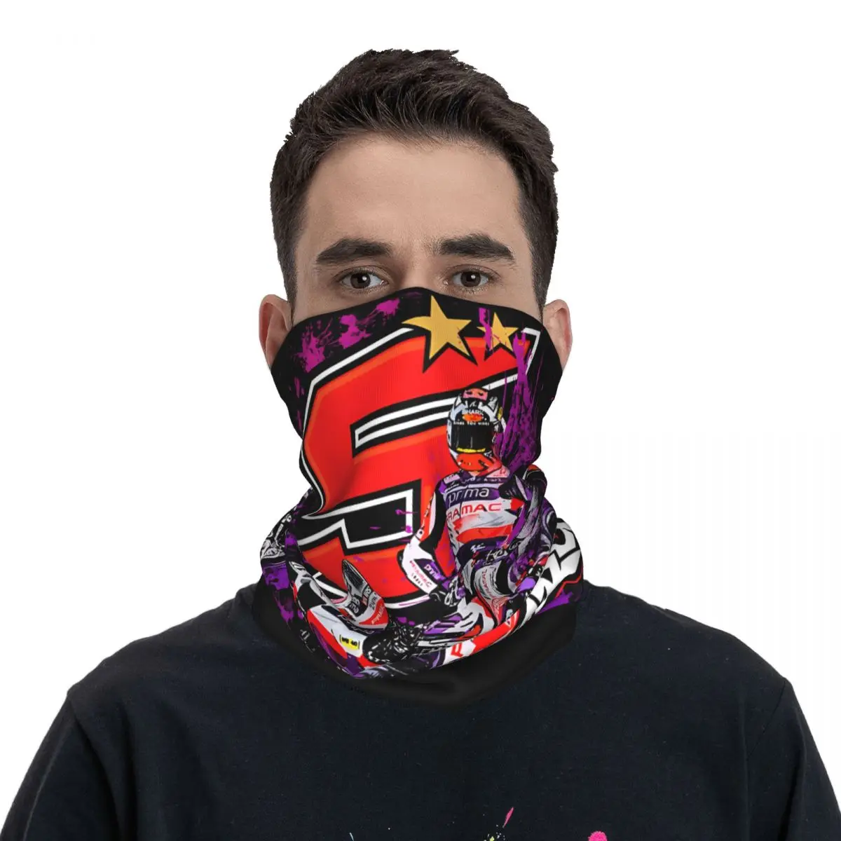 Johann Zarco Number 5 Racing Moto GP Bandana Neck Gaiter Motocross Wrap Scarf Multi-use Balaclava Cycling Unisex Adult Washable