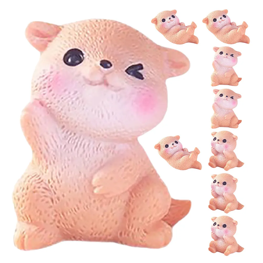 9Pcs Miniature Resin Otters Whimsical Ocean Animal Decor Ideal for Accessories Micro Landscape Fairy Garden Shelf Desk