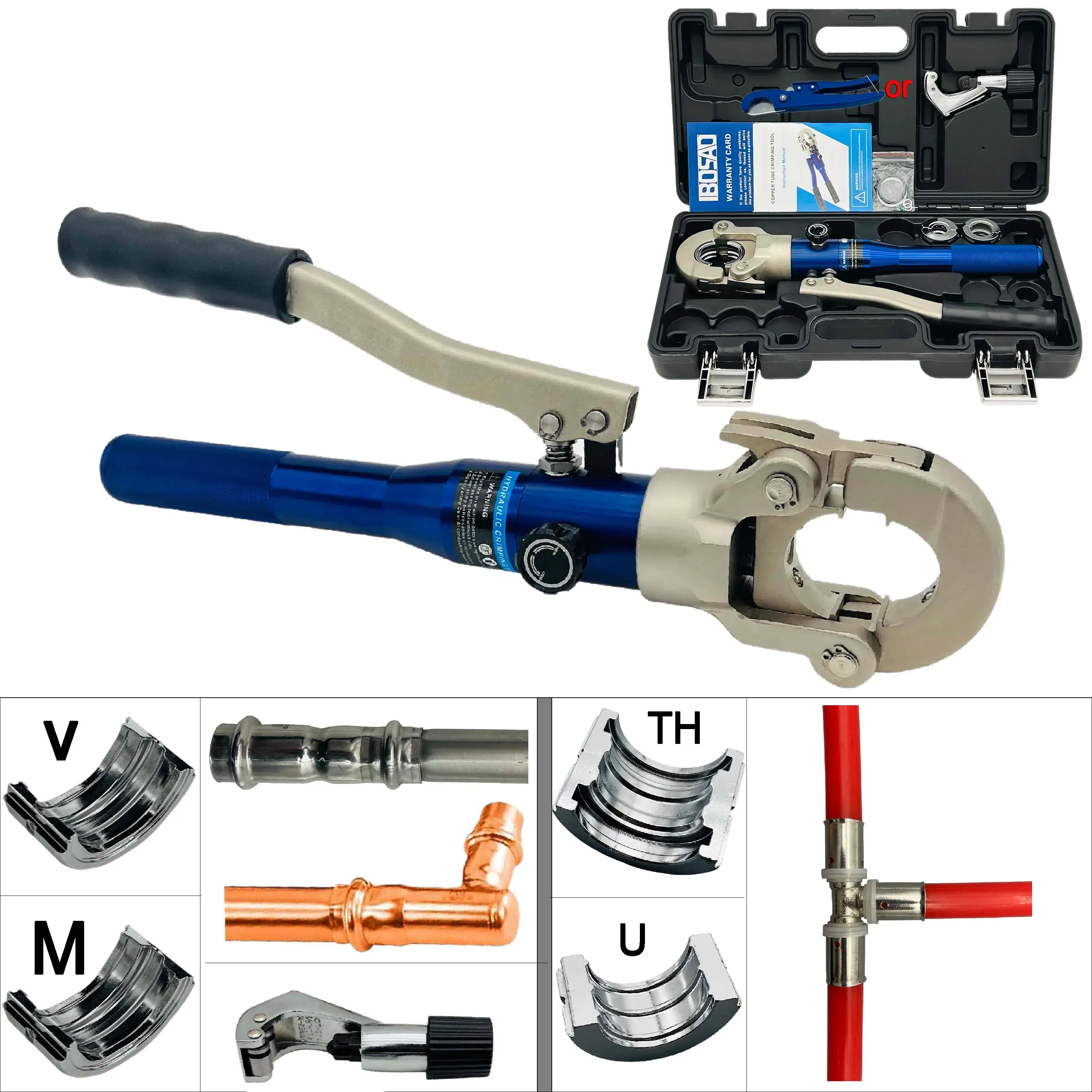 Hydraulic Pex Pipe Crimping Tools Pressing Plumbing Stainless Steel and Copper Pipe with forTH,U,V,M,VUS,VAU jaws