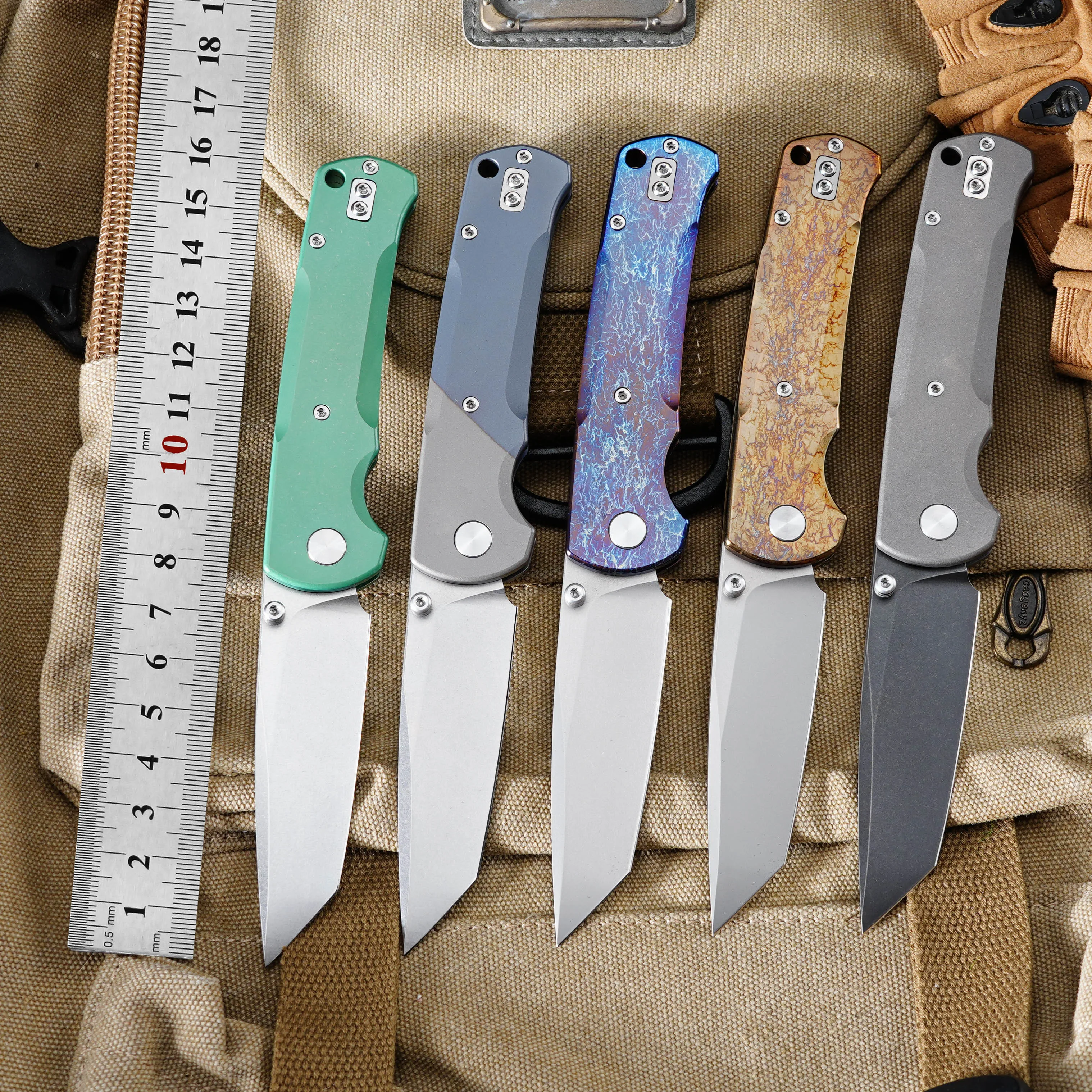 New Pocket Folding Knife Titanium Alloy Handle VG10 Blade Lightning Pattern Outdoor Camping Survival Knives Ceramic Ball Bearing