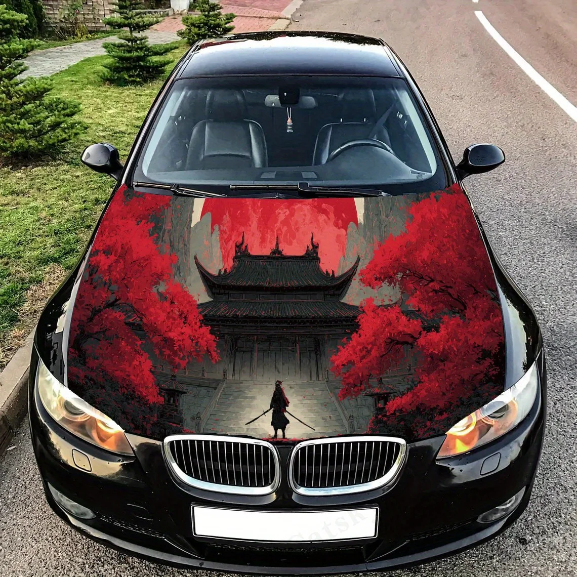 

Shadowy shrine and enigmatic warrior car hood vinyl wraps sticker,auto exterior protective sticker,waterproof self-adhesive car