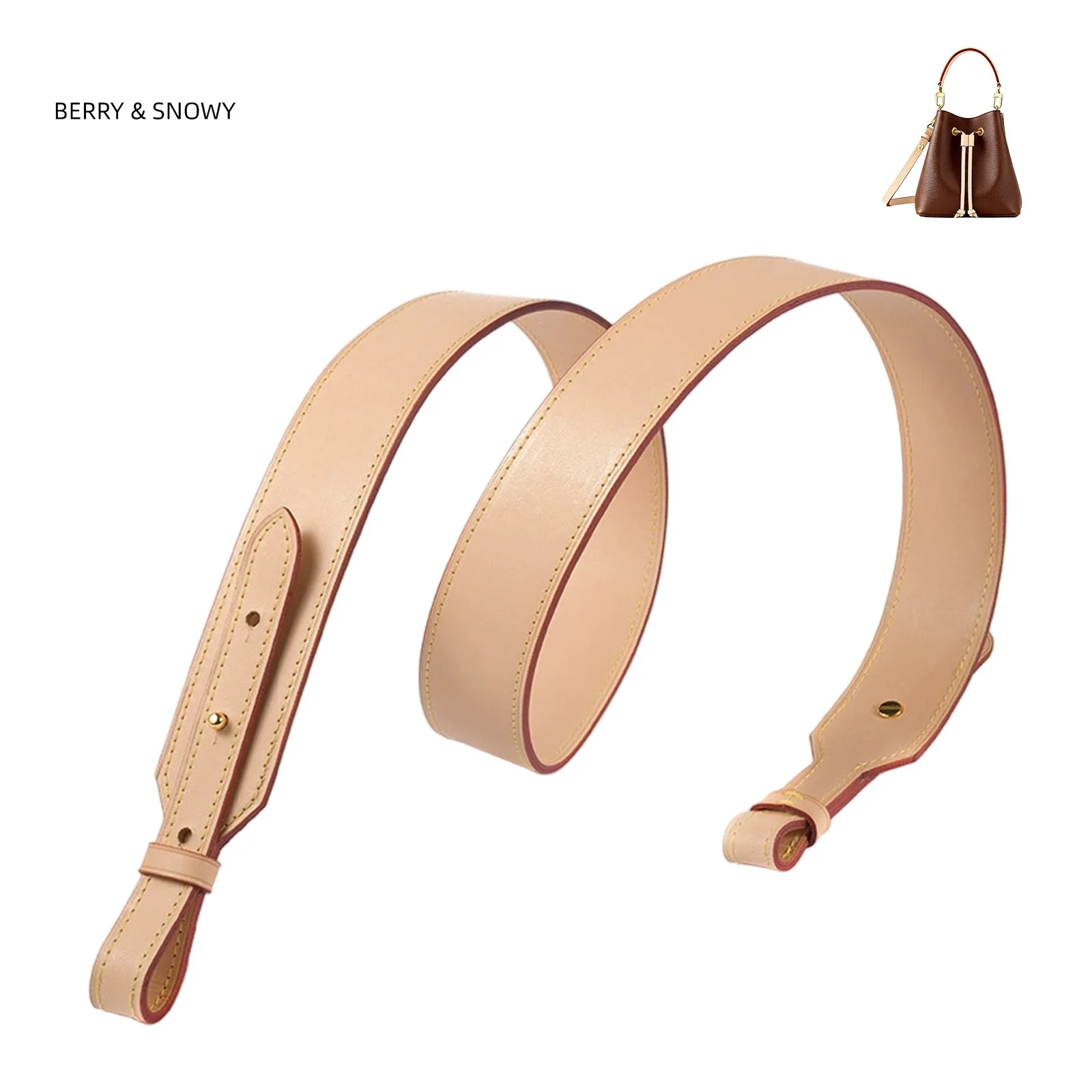 

BERRY7SNOWY Vachetta Leather Strap Replacement for LV NéoNoé MM Bag Handle DIY Custom Crossbody Shoulder Bag Straps