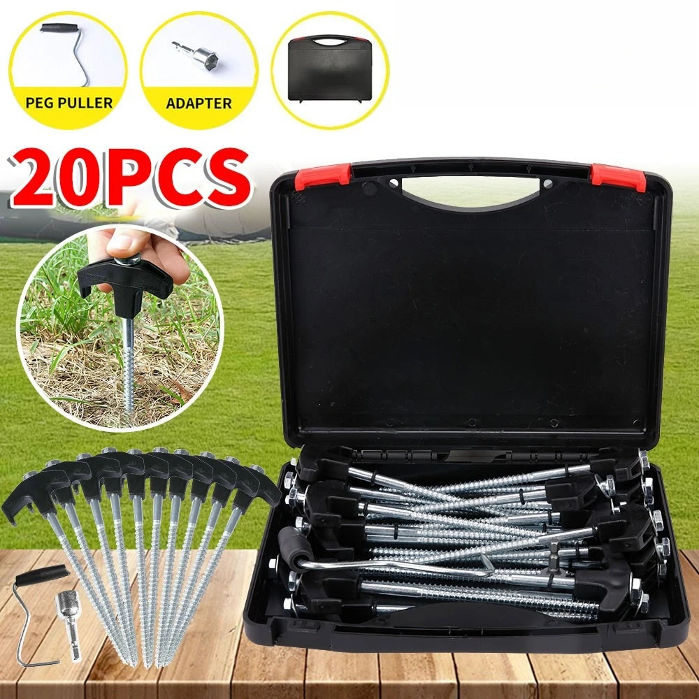 Gardening Tools Screwfix - 20 Stück robuste Schraubstahl-Zeltheringe für Camping,