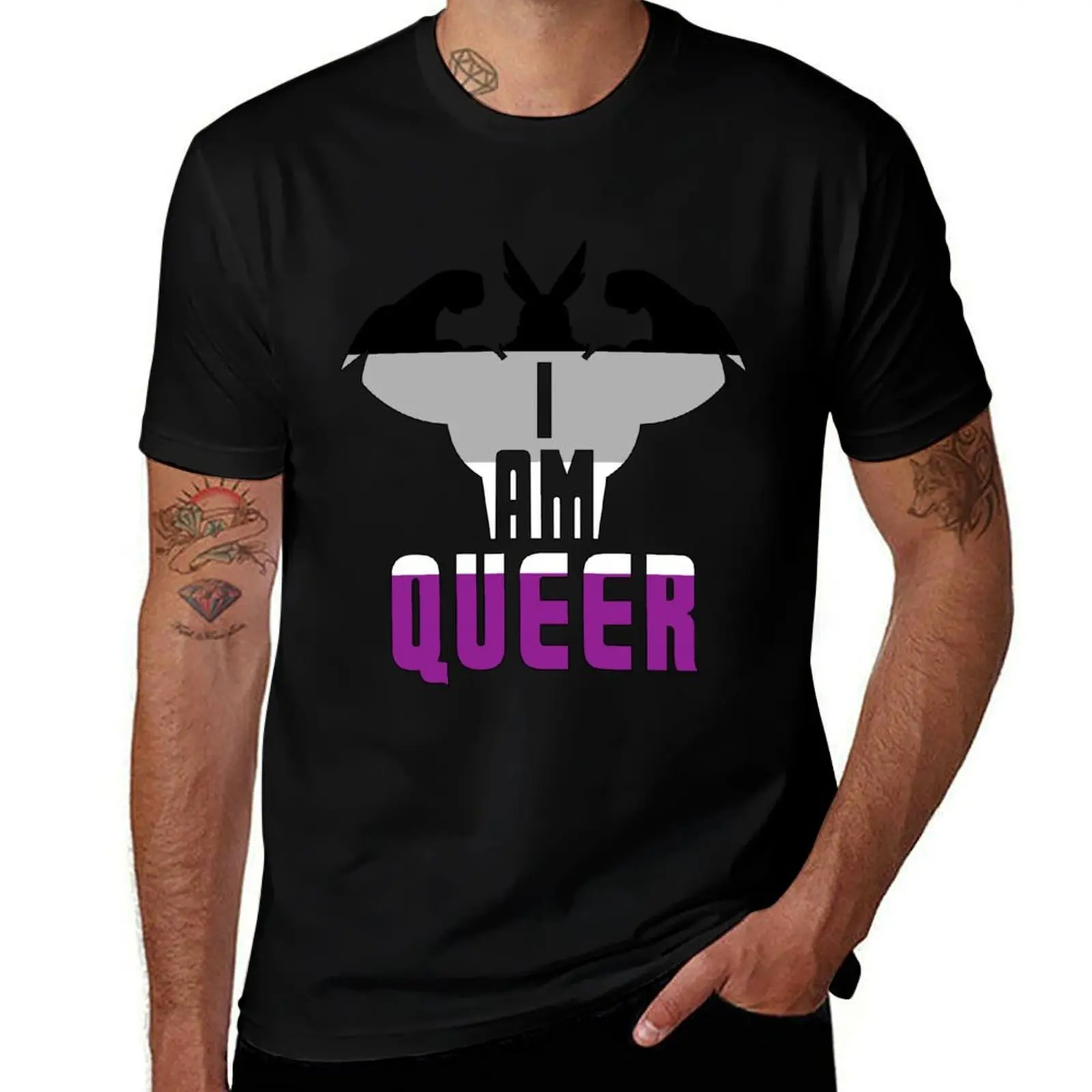 I Am Queer!' - All Might Asexual Pride Flag T-Shirt Sports Basic Short Sleeve T-Shirt