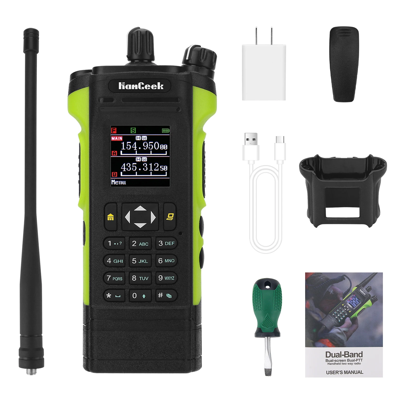 APX-8000 12W Dual Band Walkie Talkie Radio VHF UHF Handheld Transceiver with Dual PTT Duplex Working Mode