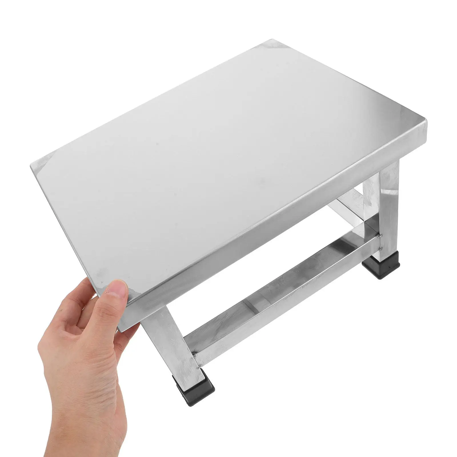 Stainless Steel Foot Stool 9.8 Height Waterproof Anti-Slip Bathroom Step Bench Heavy Duty Shower Stool Lab Kitchen Workshop Seat