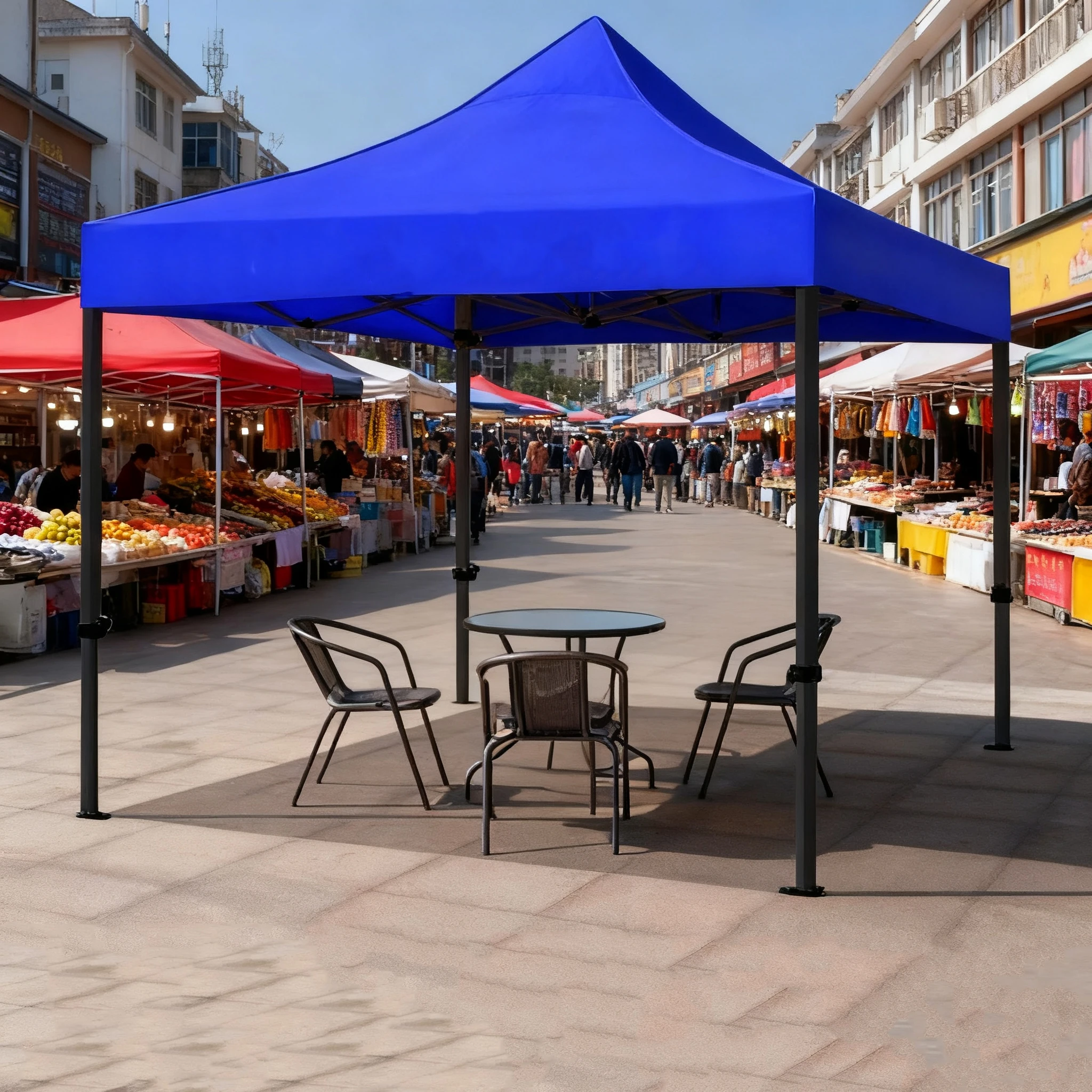 

STLF Outdoor Display Canopy Advertising Four-Corner Folding Market Stall Umbrella Commercial Exhibition Extended Iron Frame