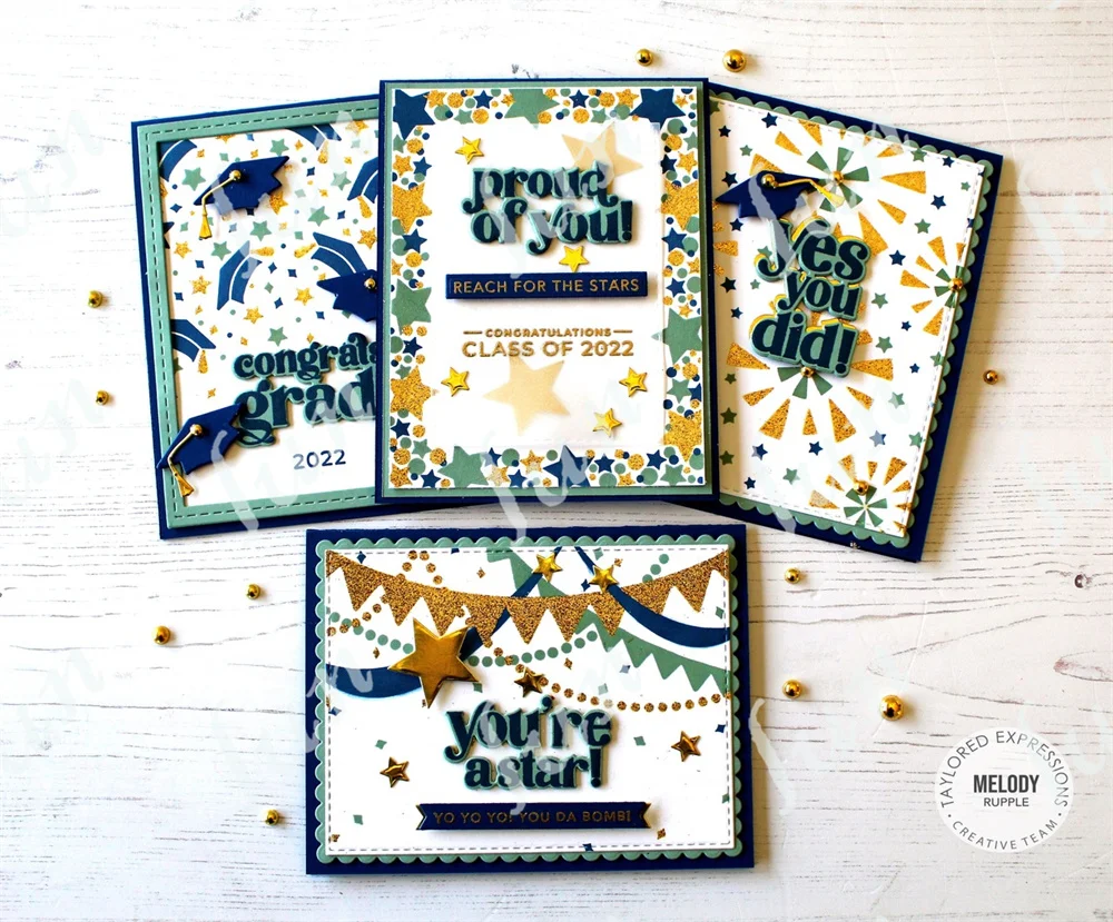 Grads Class of 2022 Layering Stencils Metal Cutting Dies and Clear Stamps for DIY Scrapbooking