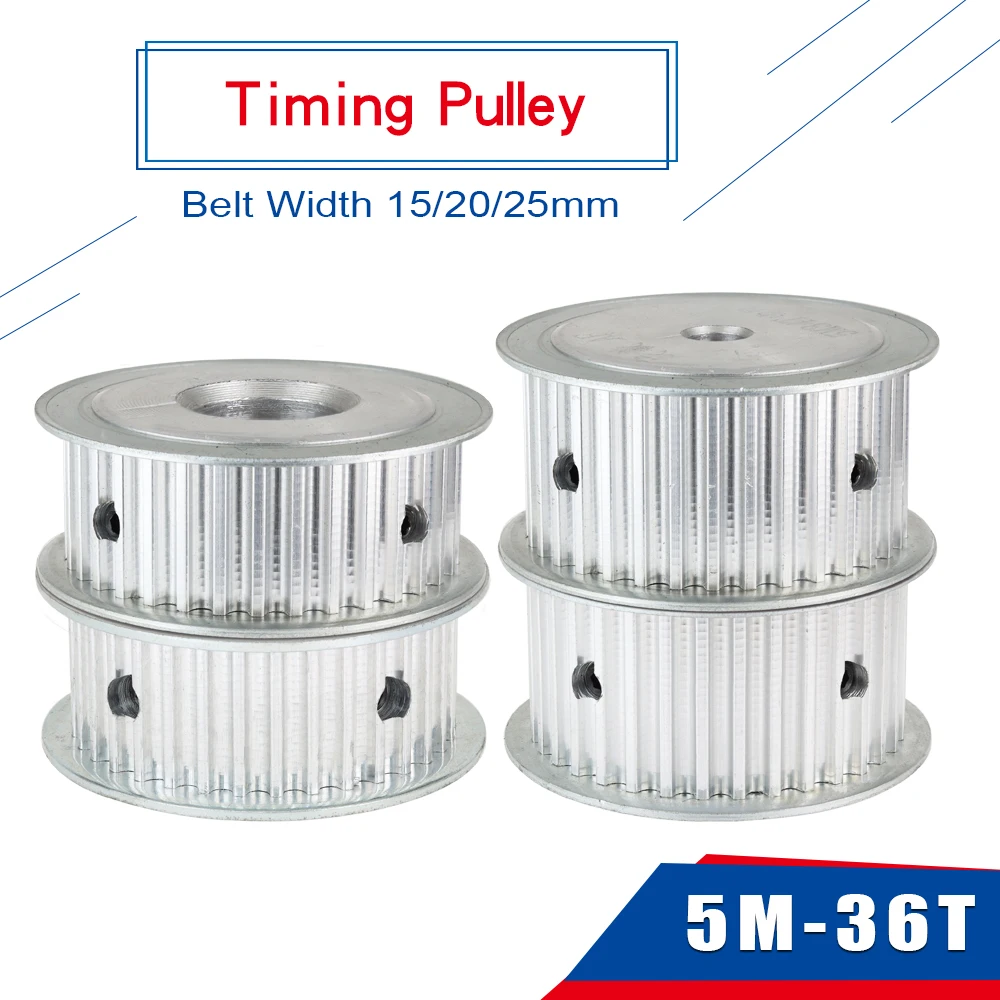 

Timing Pulley 5M-36T Circular Arc Tooth Bore Size 8/10/12/14/15/16/17/19/20 mm Aluminum Pulley Wheel For 5M Rubber Belt