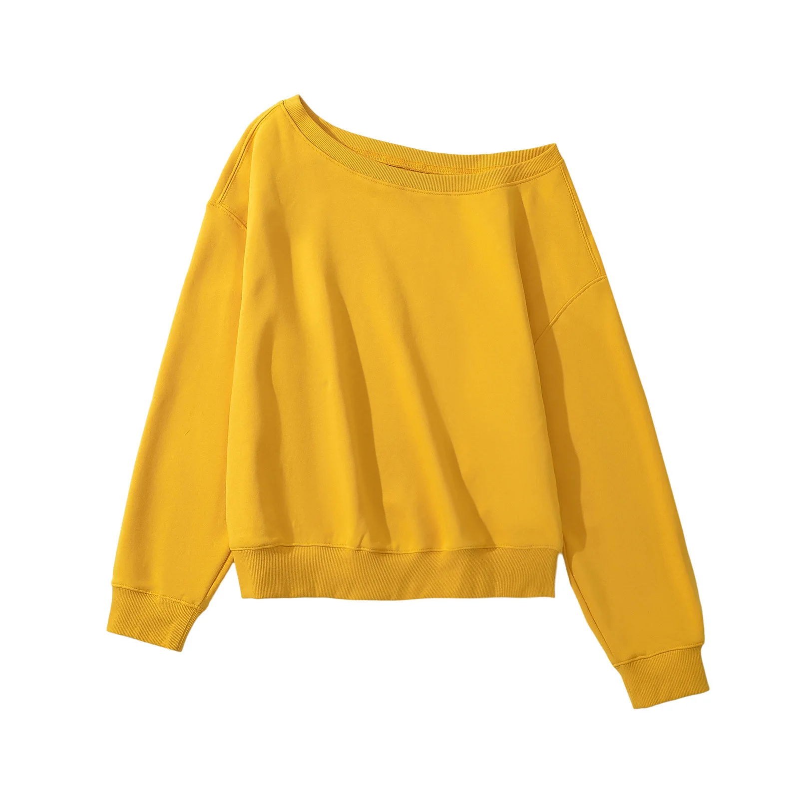 Sudadera holgada con cuello de hombro inclinado para mujer, Top de estilo perezoso, nuevo sentido del diseño, principios de otoño