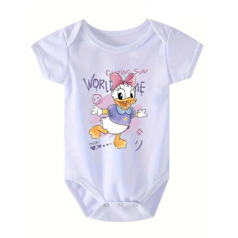 Newborn Baby Boys Girls Clothes Cartoon Daisy and Duck Print Disney Baby Romper Baby Jumpsuit Cute Casual Baby Bodysuit view 3