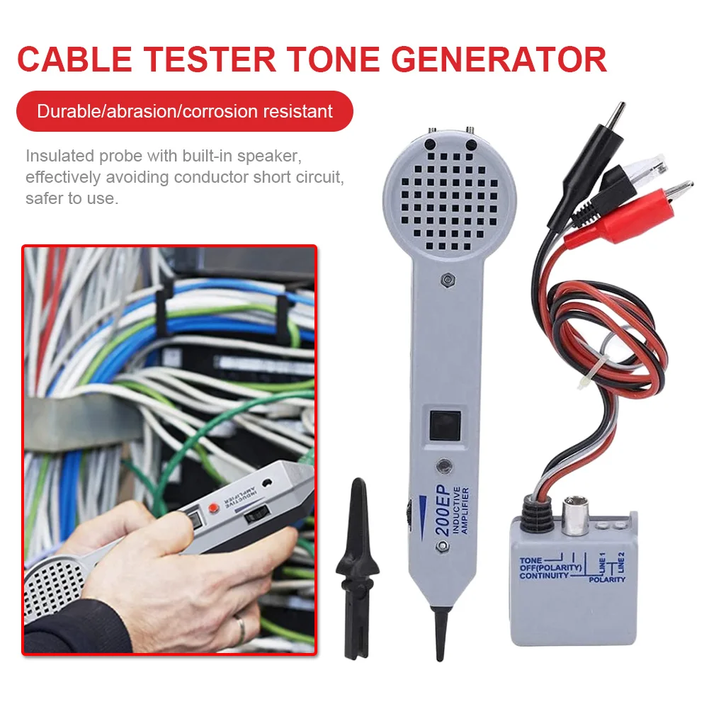 200EP Cable Tester Tone Generator High Accuracy Cable Toner Detector Finder Tester Insulation Probe for Network Cables Collation