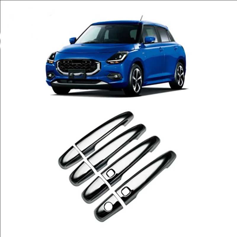 For Suzuki Swift ZC ZD 2024 2025 Car Accessories ABS Chrome Door Handle Cover With Smart Key Hole Catch Cap Trim Molding