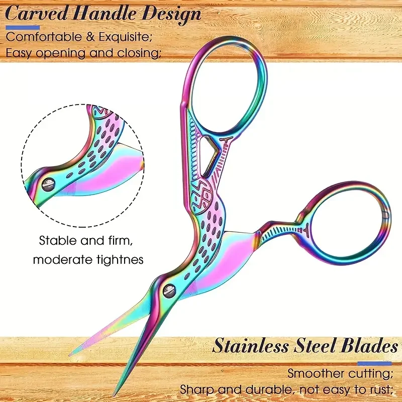 

1pc Vintage Stainless Steel Scissors Stainless Steel Vintage Scissors Crane Embroidery and Thread Cutting Shear Eyebrow Trimmer