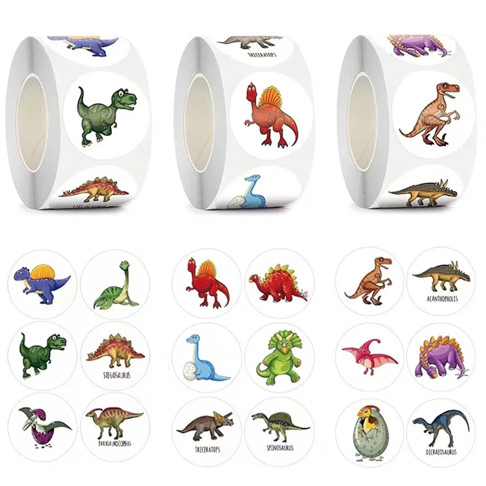 

500PCS Children's Cartoon Stickers Little Dinosaur Pattern Kids Stationery Supplies School Teacher Supplies Reward Stickers Gift