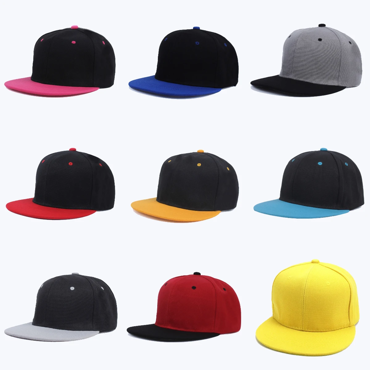 Contrasting Color Hip Hop Hat Versatile Breathable Sunshade American Flat Eave Baseball Hat Multi Color Options Sun Hat