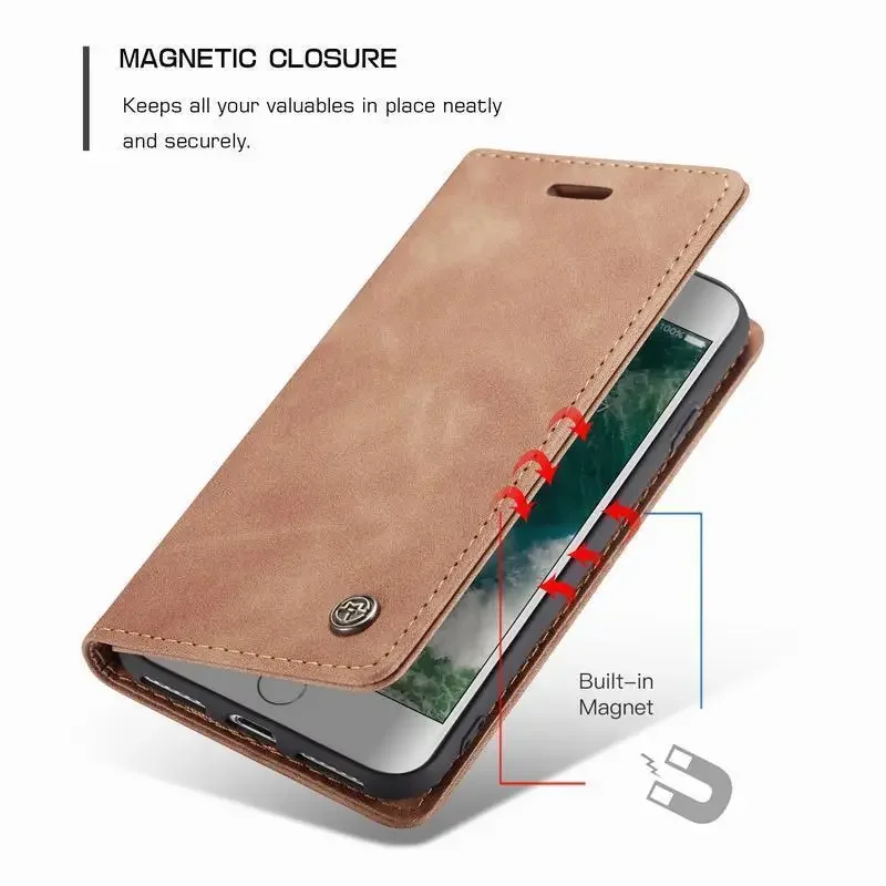 Leather Case For iPhone SE 2016 2020 2022 Luxury Magnetic Flip Wallet Protect Stand Wallet Phone Bag On For i Phone 5 S E Coque